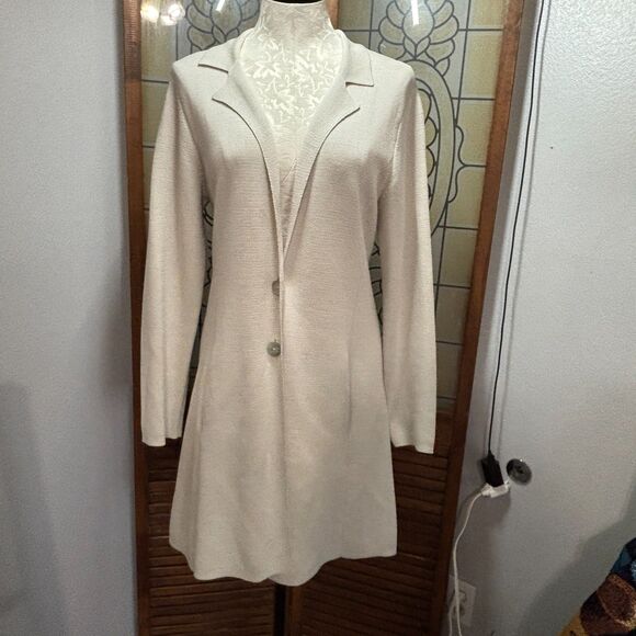 Eileen Fisher Silk Cotton Blend Double Button Cardigan Coat Old Money Size S - Picture 1 of 16